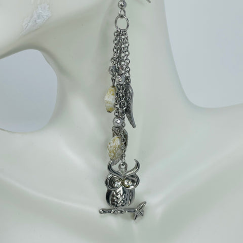 Owl's Embrace Chain Earrings