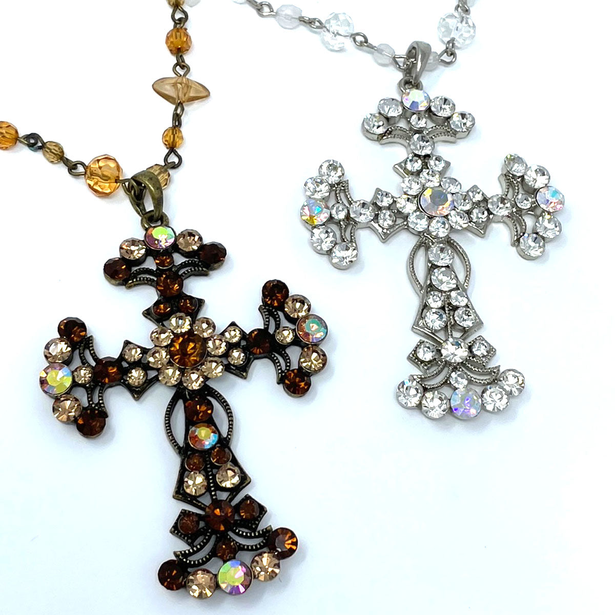 Saint Germain Crystal Cross Necklace - Diamond - Birthstone for April –  Zetara Jewellery