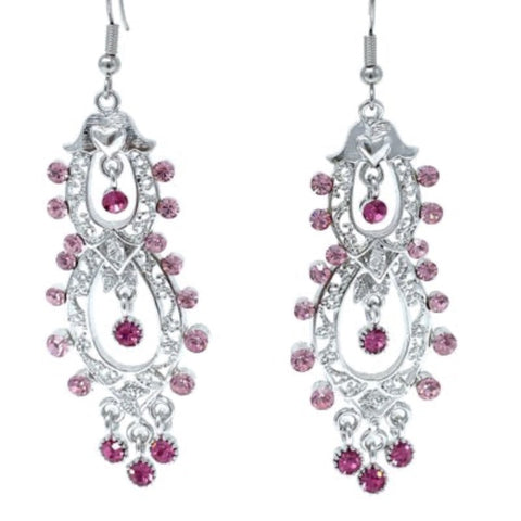 Aria Pink Crystal Chandelier Earrings