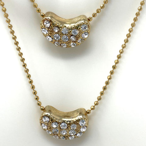 Double Moon Crystal Chain Necklace