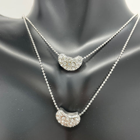 Double Moon Crystal Chain Necklace