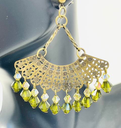Aztecia Fan Earrings in Antiqued Bronze